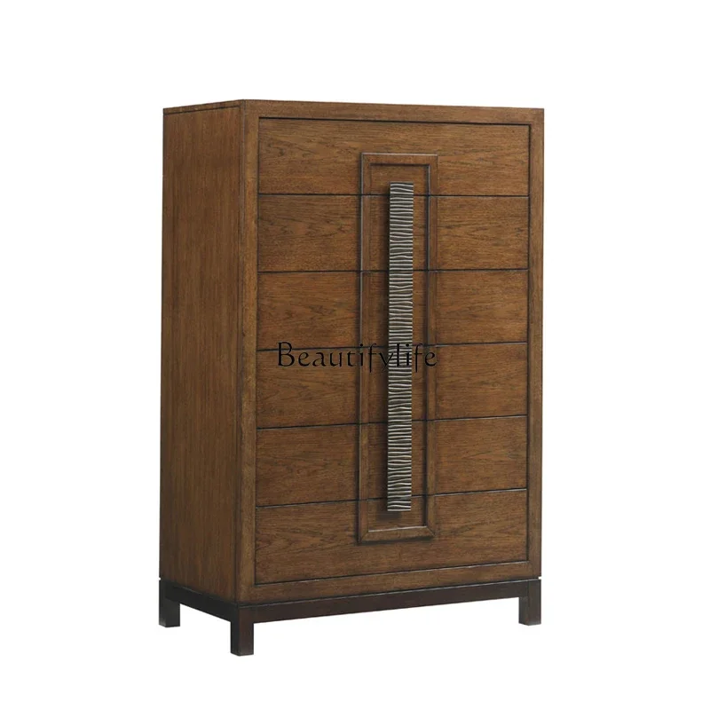 

FG40All Solid Wood American Style Chest of Six Drawers Southeast Asian Style Imported High Cabinet Villa Furniture