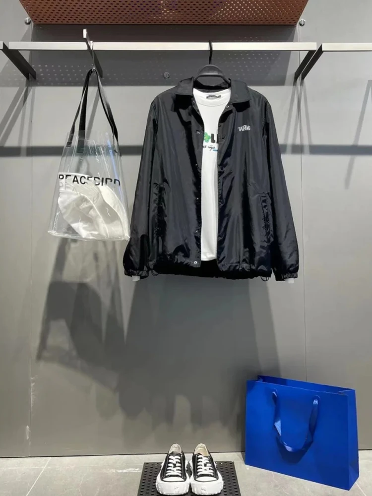 

Casual Bla Casual Jaet for Men Lightweight Loose Spring Autumn New Sle Bird Brand Polyester Nylon Cosite Fiber