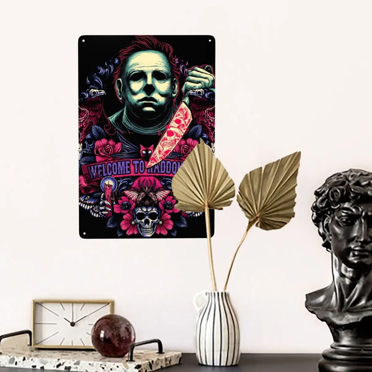 مايكل مايرز هالوين فيلم الرعب القاتل التسلسلي معدن القصدير تسجيل مستطيل علامات اللوحة بار مقهى مطعم جدار فن الديكور