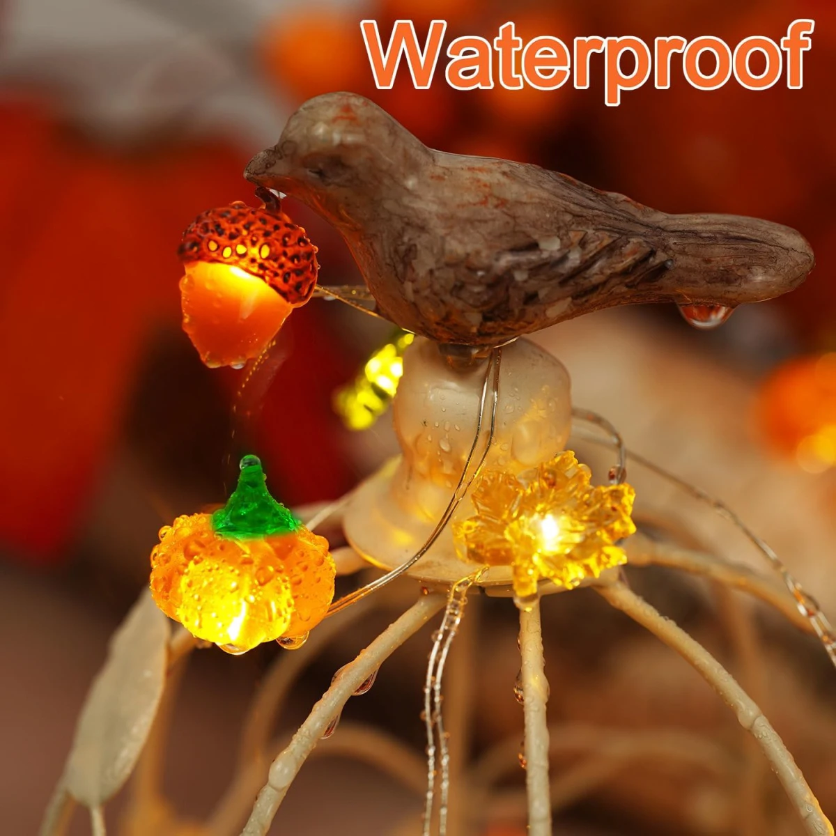 1pc 20/30LED Copper Wire String Light Fall Garland Decorative Fairy Lights Battery Powered Suitable For Halloween Indoor Decor