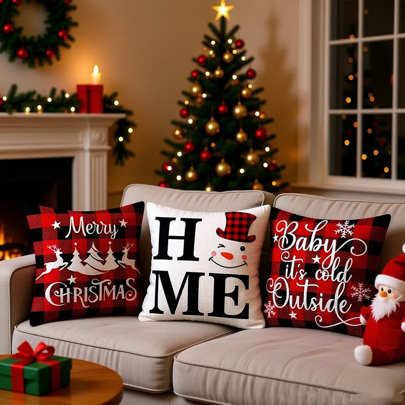 

1-5Sets Festive Christmas Pillow Covers Set 4 Pack Soft Holiday Decor for Couch Bed Seasonal Gift Living Room Decorations