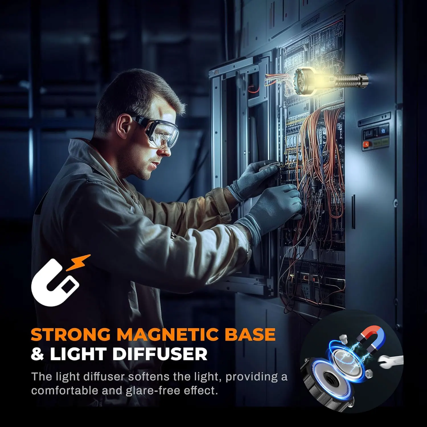 Linternas recargables de alto lumen, linterna superbrillante de 2000lm con luz de camping, iluminación bidireccional, antorcha con batería 21700