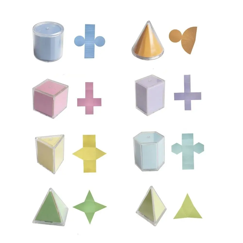 Transparent Geometric Shapes Blocks Educational Triangular Pyramid 3D Geometric Cube Detachable Motor Skills Game Math Children