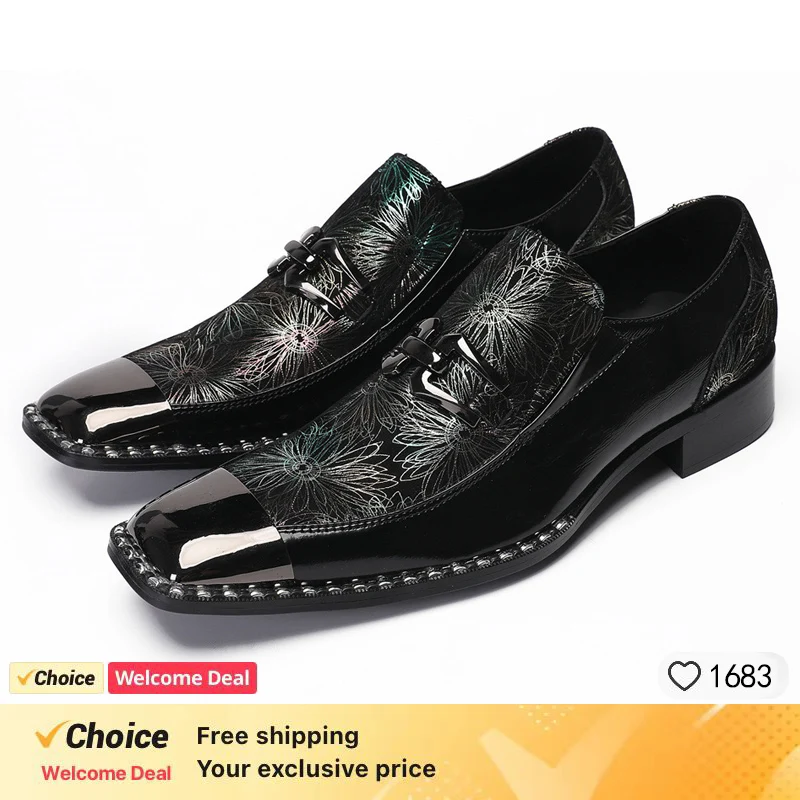 Luxury Men's Snake Pattern Oxfords Genuine Leather Shoes
