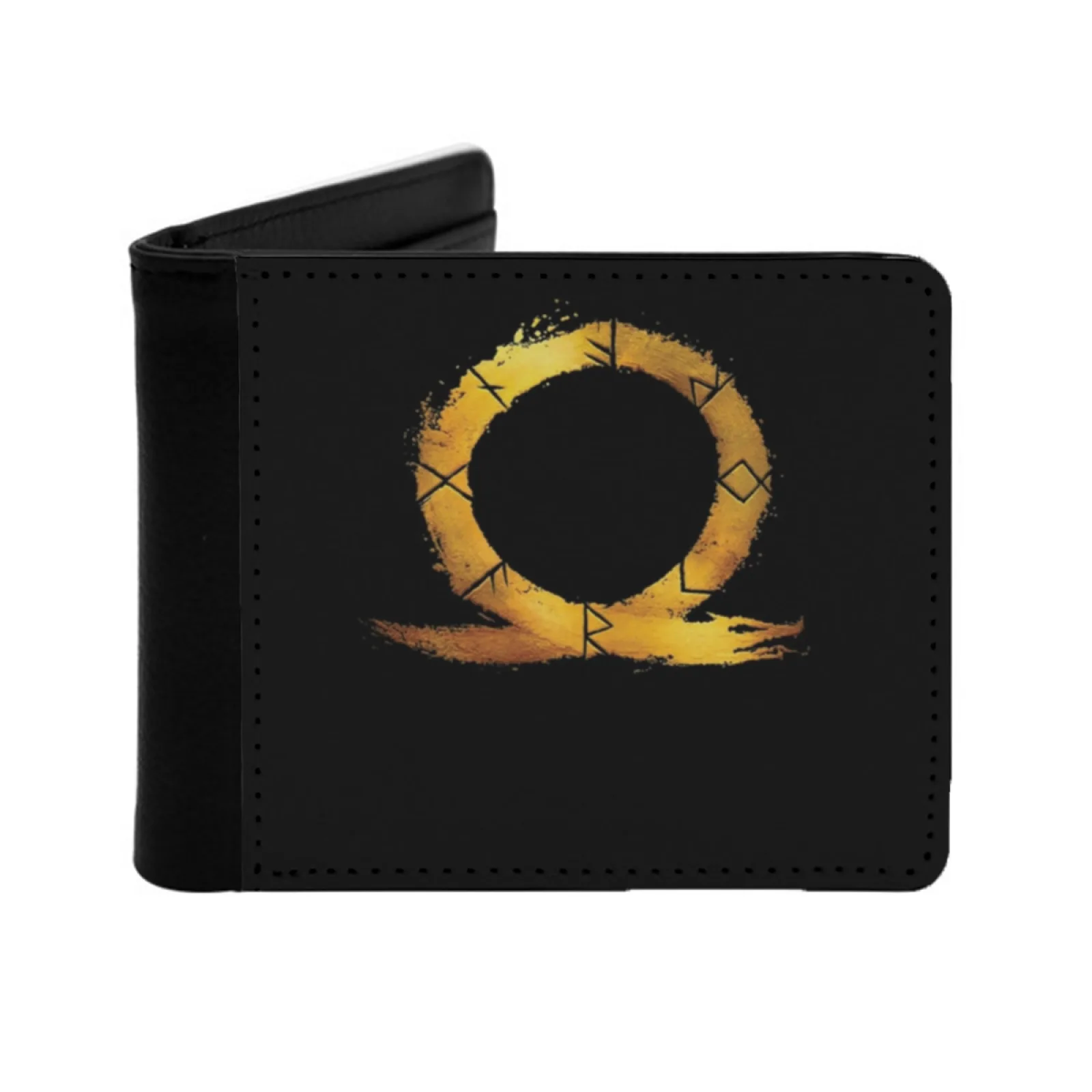 Gold God Of War Ragnarok Hd Logo Short Men's Wallet Multifunction Purse Male Pu Leather Wallet Gow God Of War Ragnarok Ps5