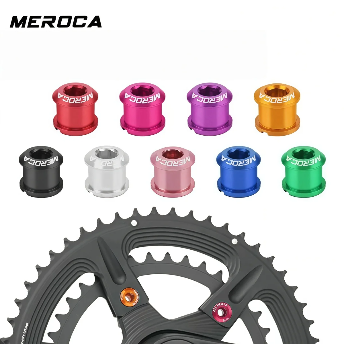 MEROCA DCN01 7075 CNC Aluminum Double Chainring Bolts For MTB / Road / Folding Bike 2x Crankset – 8.5 mm (Pink Rose Red Blue)