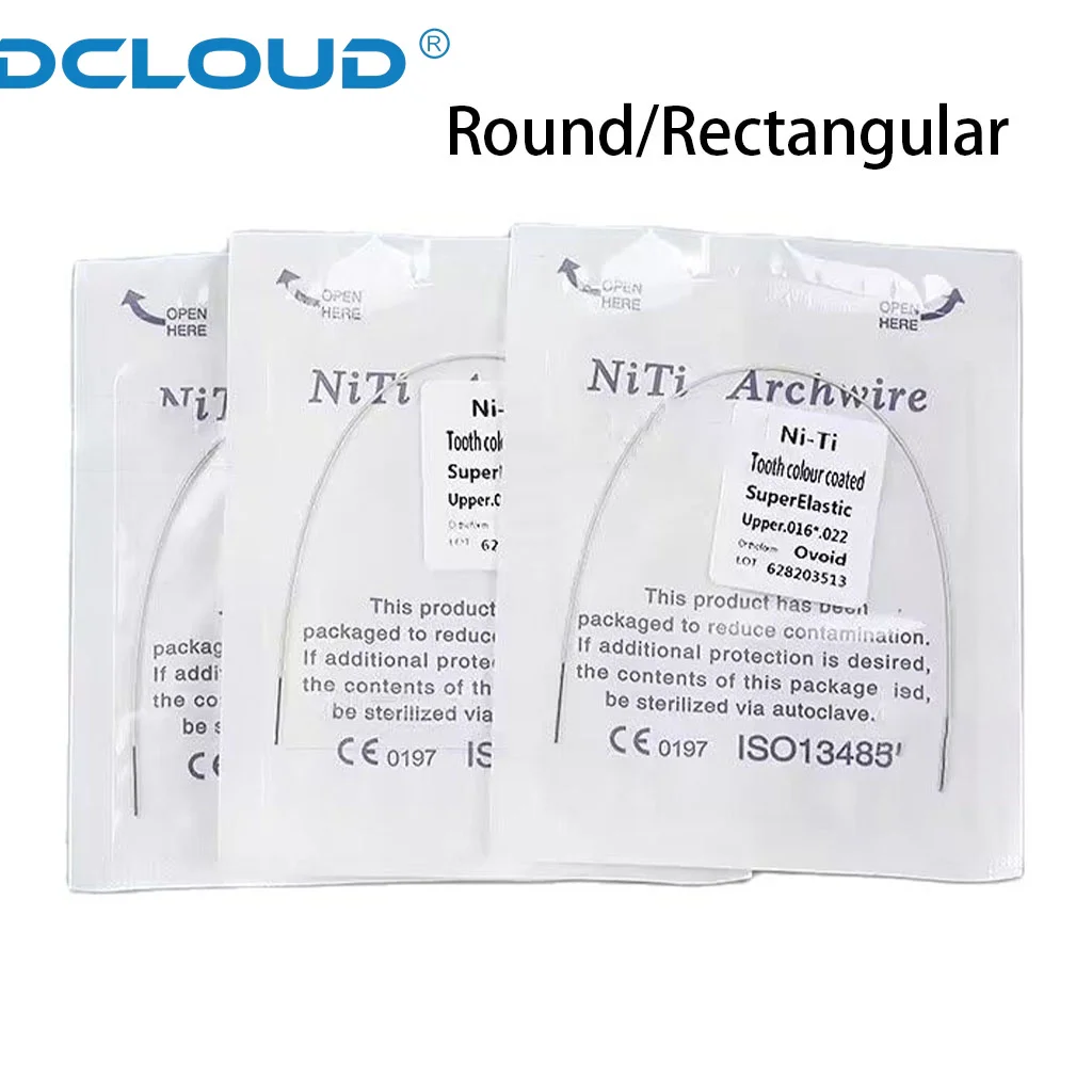 10Pcs/10Packs Dental Orthodontic Niti Invisible Archwires White Coated Arch Wire Round Rectangular Super Elastic NITI Ovoid Form