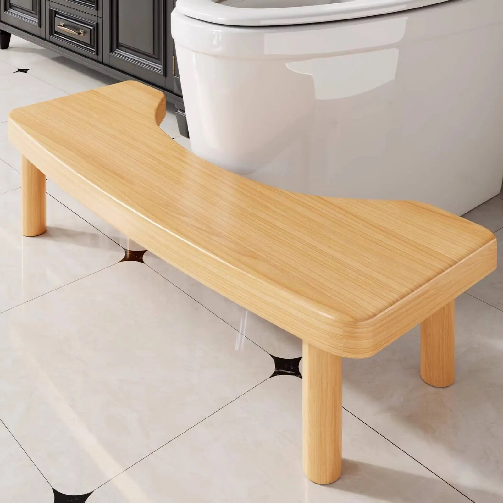 トイレ用踏み台-人間工学に基づいたデザイン-木製トイレ用フットレスト-うんち用踏み台-ユニバーサルフィット-浴室用しゃがみポット-子供にも多用途