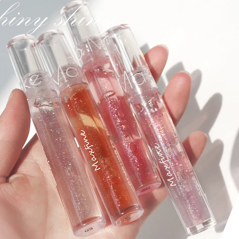 Maxfine Water Glow Lip Glaze Lip Gloss Moisturizing Hydrating Glassy Finish Jelly Texture Multi-Color