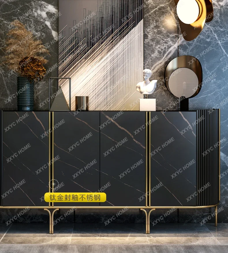 A Italian rock slab porch cabinet, villa entry locker, exhibition hall, model room,  light luxury decorative cabinet