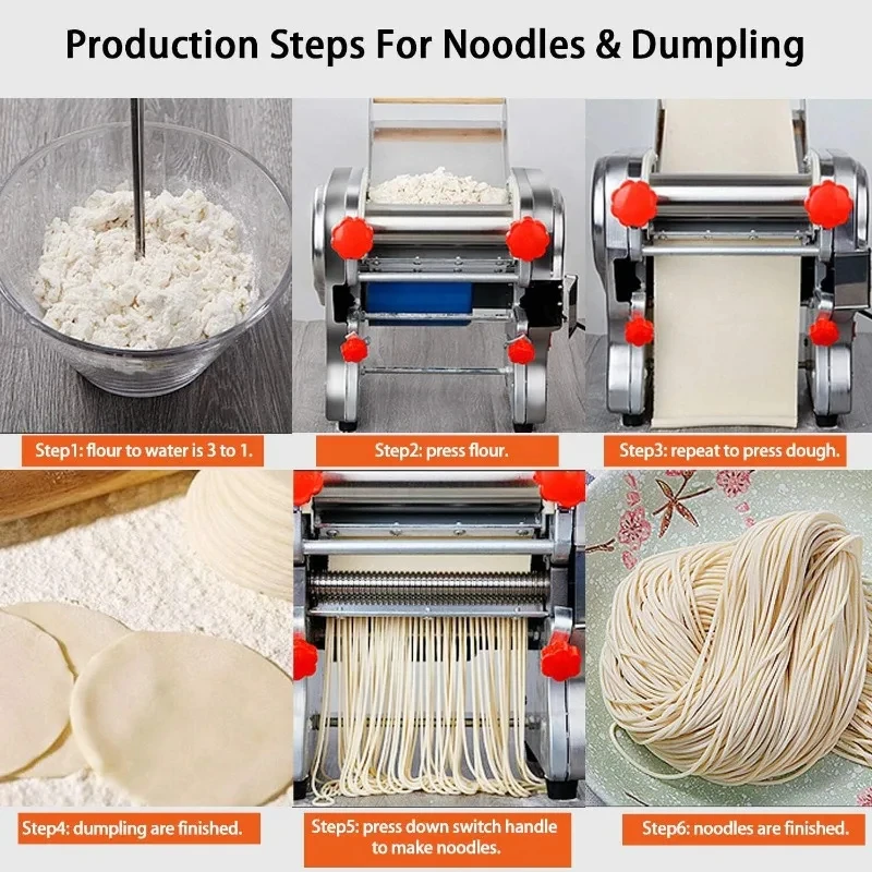 Pasta Dumpling Maker Machine Upgrade-Full Stainless Steel Electric Noodle Machine For Commerical/Home,2-in-1 Dual Knife YX478TB