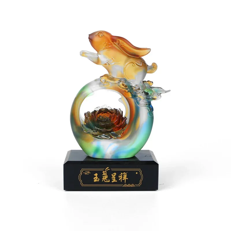 Ancient glazed rabbit, twelve zodiac ornaments, banking company  Rabbit Chengxiang commemorative gifts