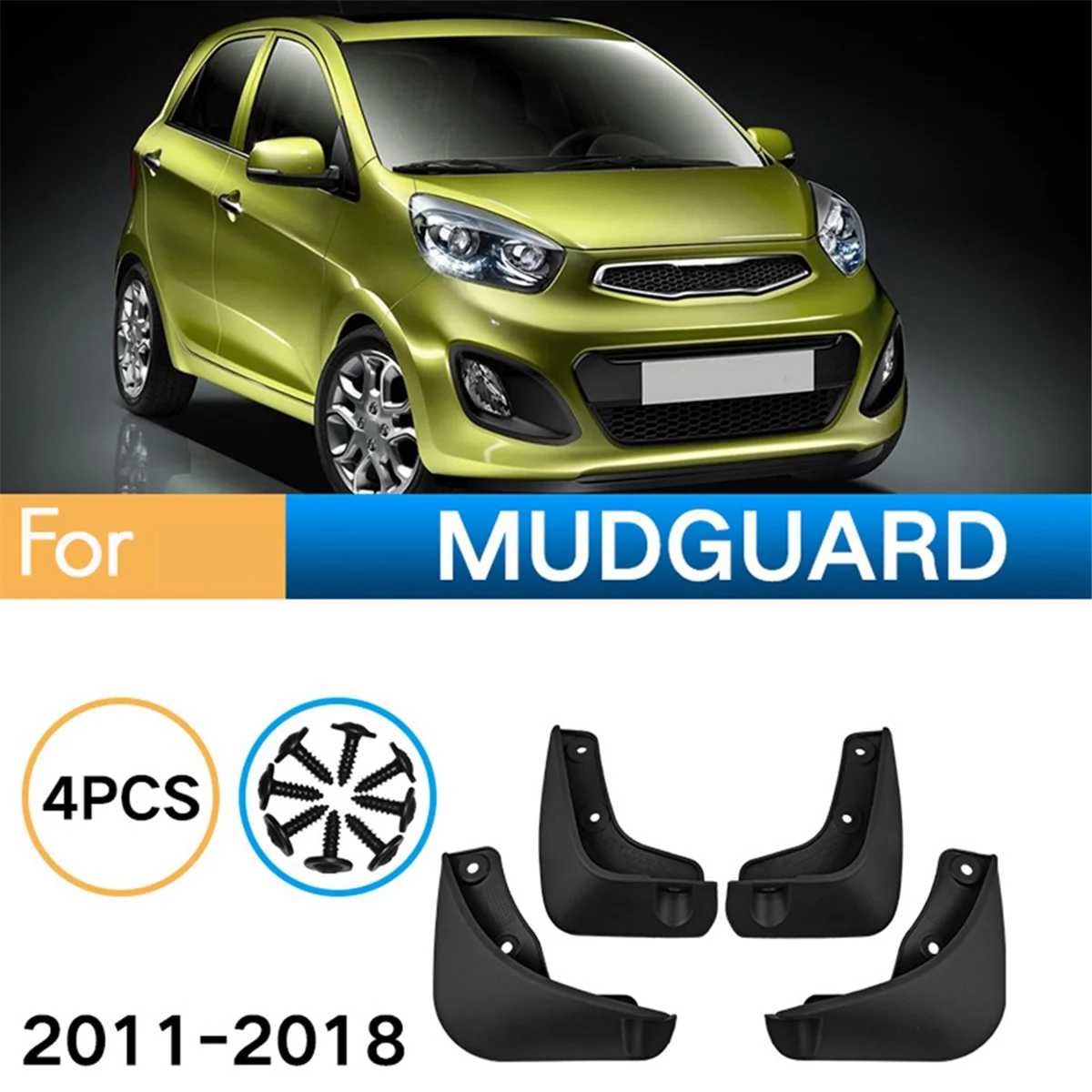 4PCS Car Mudguard Mud Flaps Splash Mud Guard Fender for KIA Picanto 2011-2018 Car Accessories