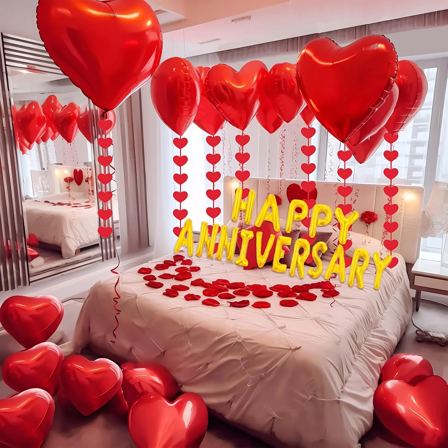 Valentinstag-Ballon-Set „Happy Anniversary“, Buchstaben-Herz-Aluminiumfolienballon, der für den Vorschlag zum Valentinstag verwendet wird