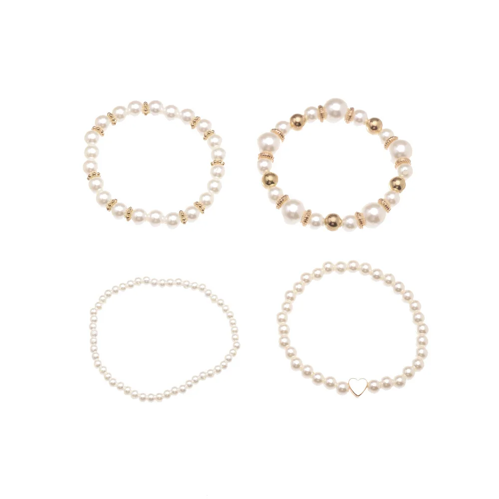 4pcs Real Freshwater Round Pearl Bracelet For Women Natural Pearl Bracelet Jewelry Girl Daughter Birthday Gift