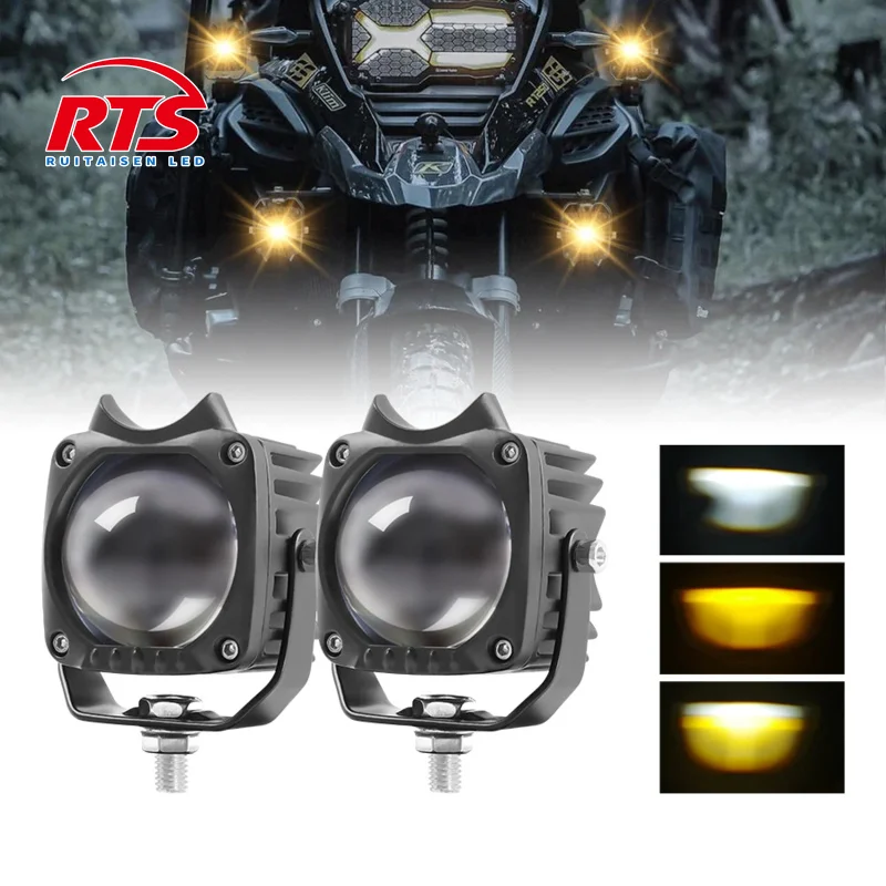 

30W LED Motorcycle Spotlight 12V-36V Hi Lo Beam White Yellow Auxiliary Headlamp for Dirt Bike Cruiser Car Offroad Pickup