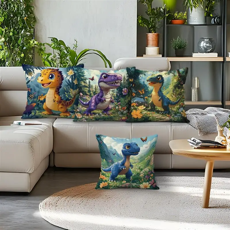 Cartoon dinosaur illustration Cushions Pillowcase Polyester Cushion Cover Throw Pillow Sofa Decoration Pillowcover Home Decor