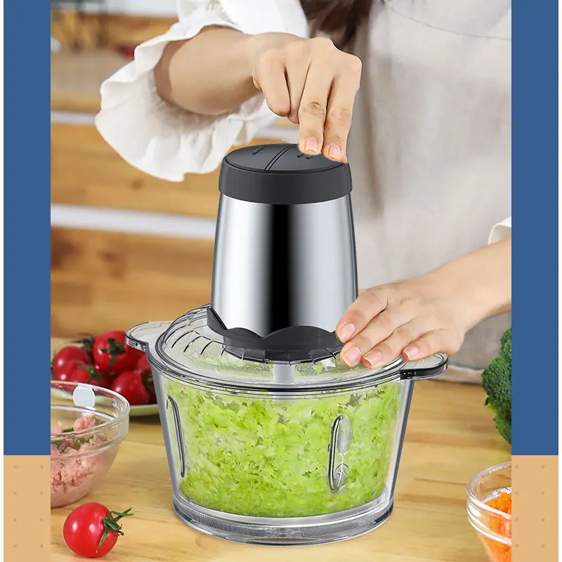Electric Food Processor Chopper Two Speeds 2L/3L Glass Bowl Blender Meat Grinder For Babyfood Vegetables Onion Garlic