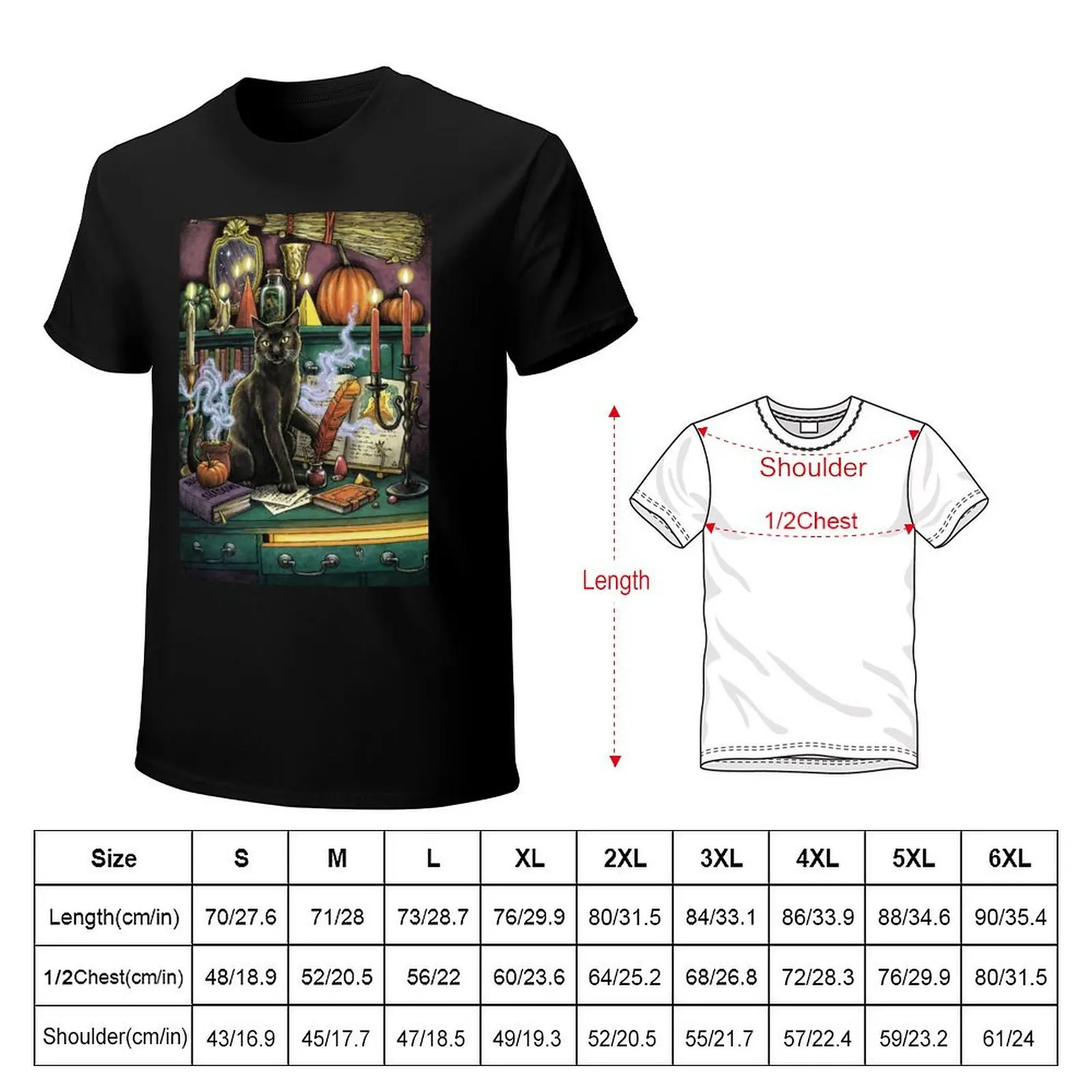 Everyday Witch's Familiars Oracle - The Black Cat T-Shirt Gym Exercise Short Sleeve T-Shirt