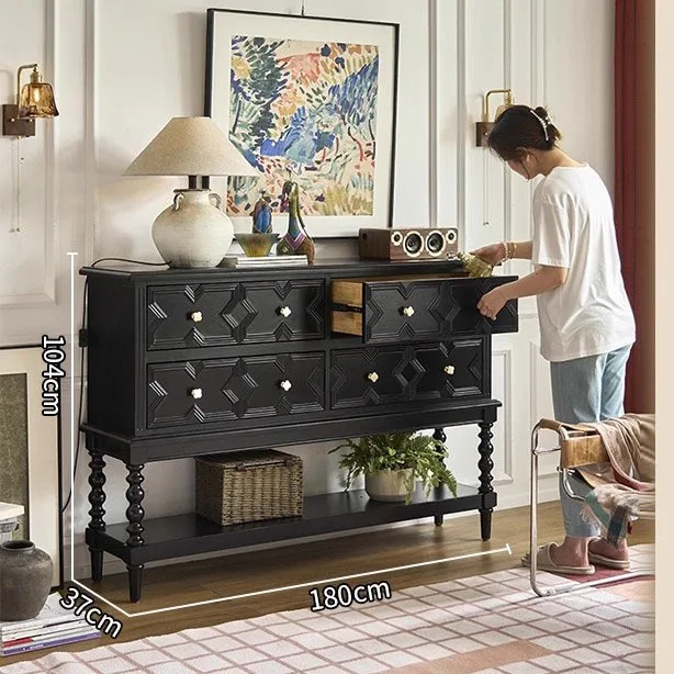 HYS French solid wood porch cabinet, living room aisle medieval bucket cabinet partition cabinet small apartment retro high-end