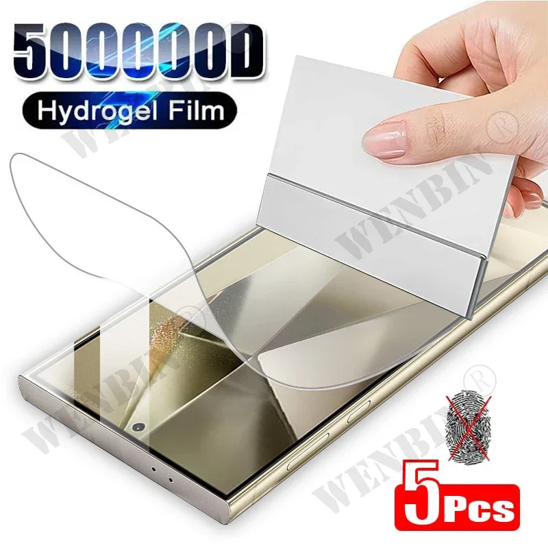 5 Pcs Hydrogel Film For Samsung S24 S23 S22 S21 S20 Ultra Plus S24 FE Note 20 Ultra A55 A54 A35 A14 A15 5G Screen Protector