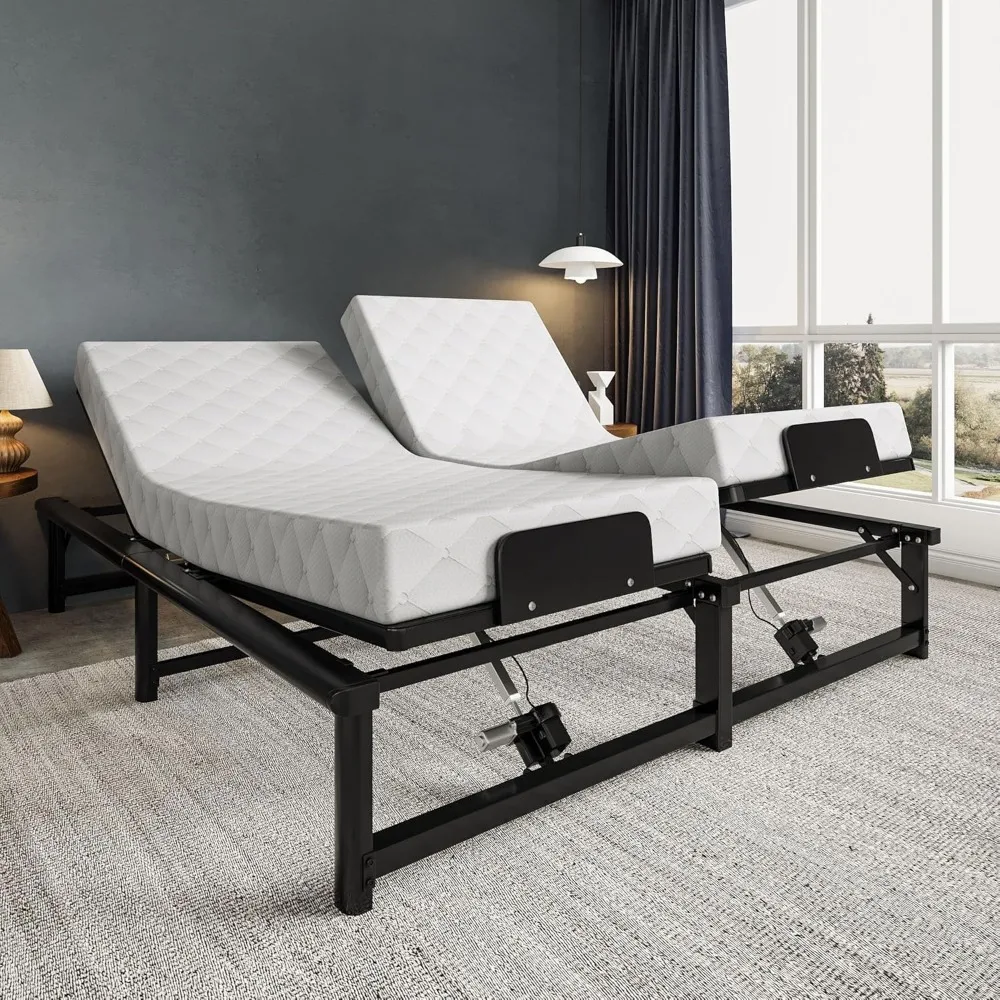 

King Adjustable Bed Frame, Electric Bed Base with Quiet Motor, Independent Head and Foot Incline, Zero Gravity & Anti-Snore Mode