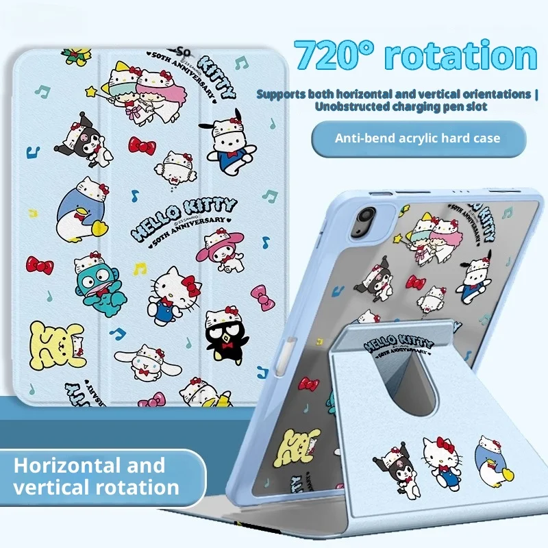 

Чехол Hello Kitty для iPad Funda Ipad 8 9 10 10,2 дюйма A16 11 дюймов Чехол для планшета Air4 5 10,9 дюйма M2 M3 Pro4 5 6 12,9 дюйма M4 Защитный чехол
