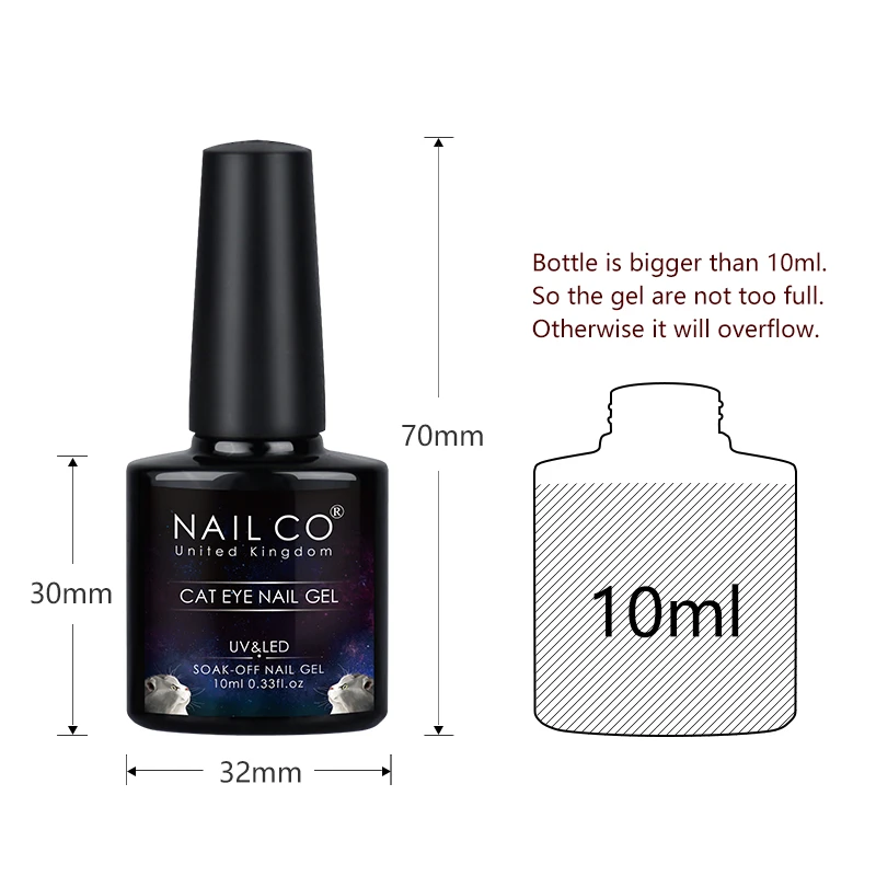 NAILCO القط العين هلام طلاء الأظافر 10 مللي قوس قزح اللون UV LED مسمار الفن هلام الورنيش البولندية نقع قبالة ورنيش مسمار معطف فوقي هلام البولندية