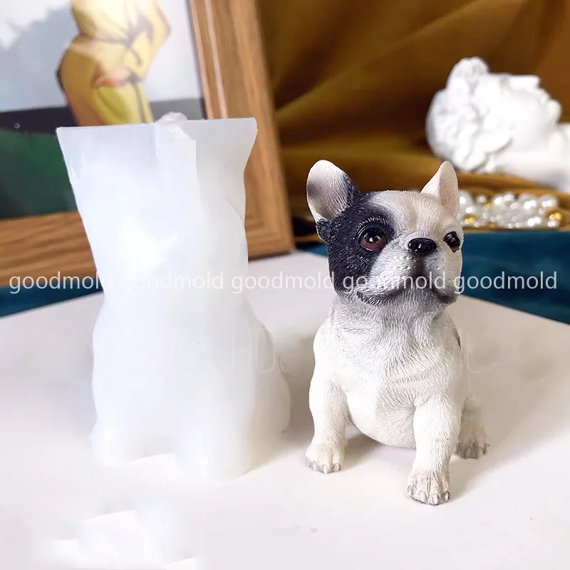 Simpatico stampo in silicone per bulldog, souvenir per cani da compagnia, stampo in gesso, resina epossidica, bulldog francese, base rotonda, stampo