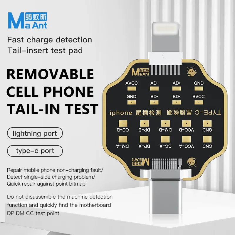 MaAnt Dock Charging USB Flex Test Board GND/VCC/CC/DP/DM Fast Diagnosis Fault For Lightning TYPE-C Port Mobile Phone Repair Test