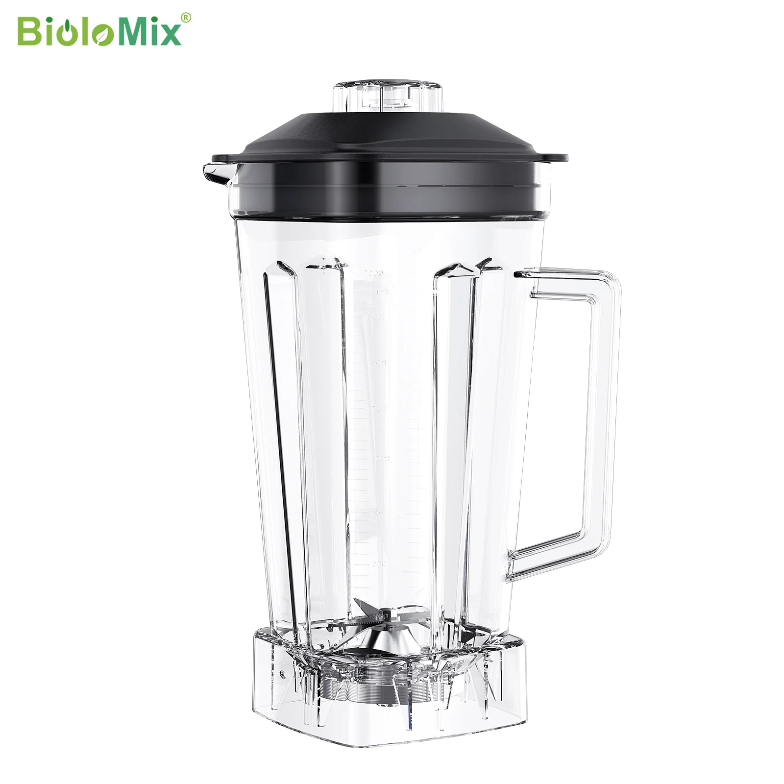 2L Square Container Jar Jug Pitcher Cup bottom with serrated smoothies blades  lid BPA FREE for commercial Blender spare parts