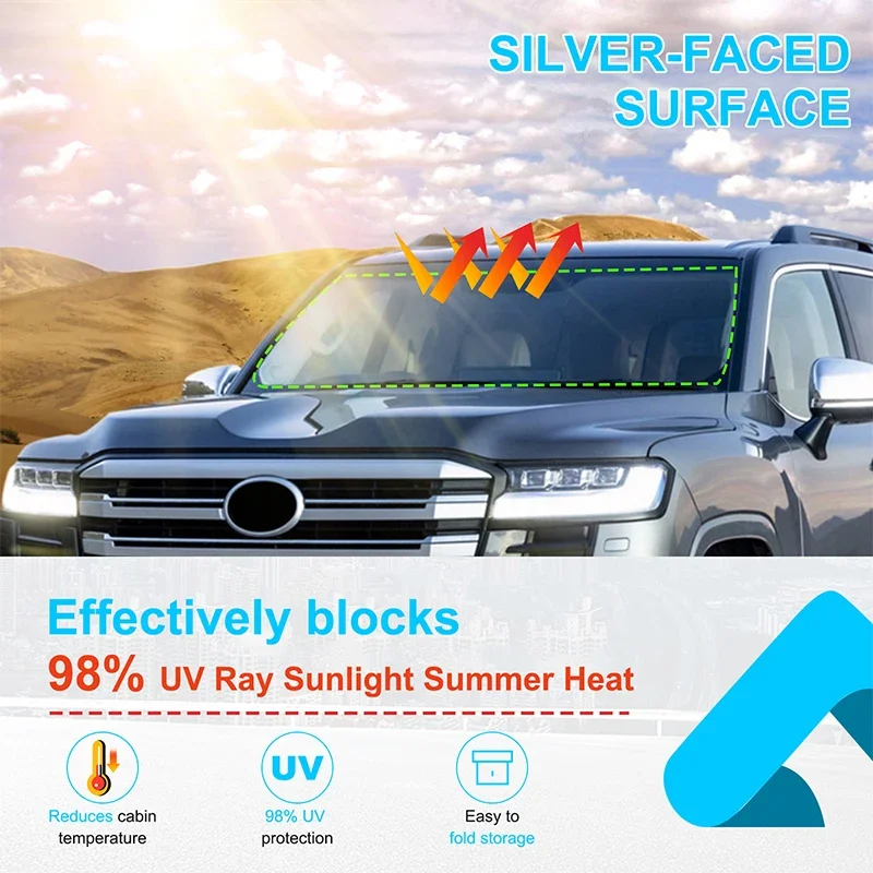 For Toyota Land Cruiser 2016-2022 Sun Shade Parasol Anti-UV Car Visor Windows Sunshade Accessories