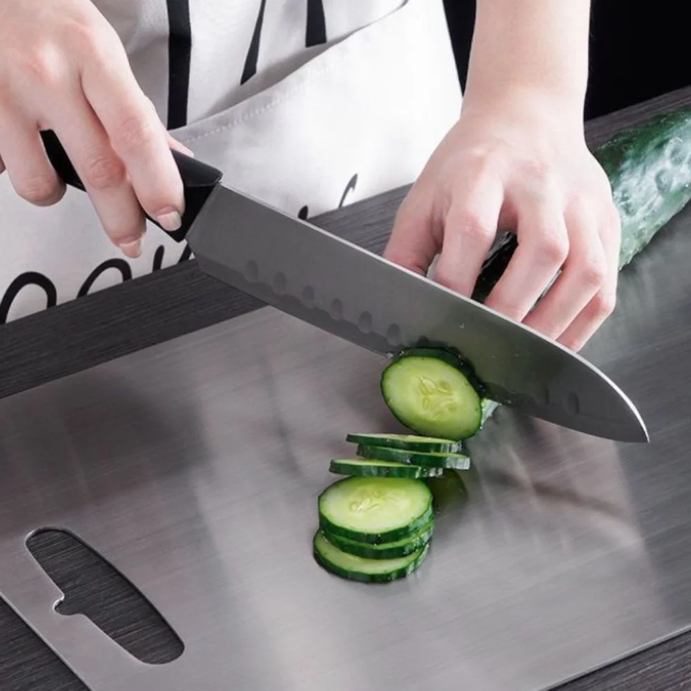 Rectangular 304 Stainless Steel Cutting Board Mold Proof Double-Sided Use Cutting Block Deodorized Chopping Board