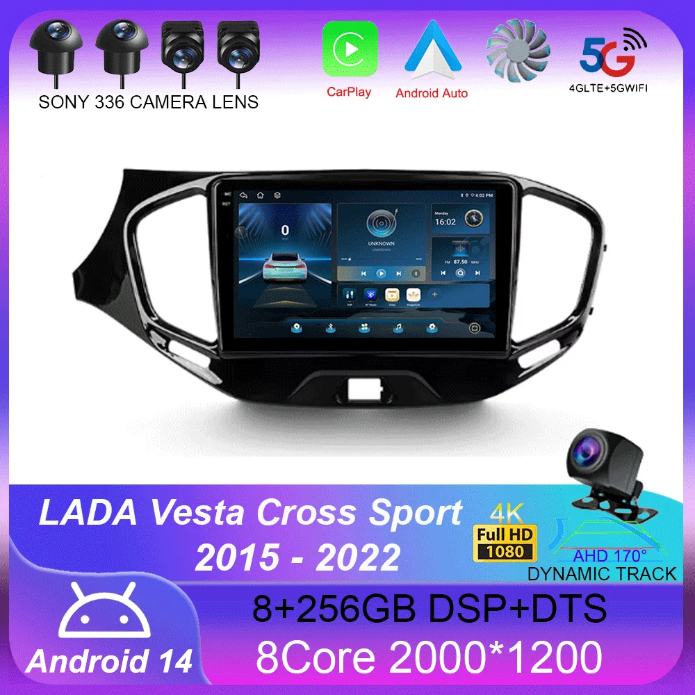 For LADA Vesta Cross Sport 2015 - 2022 Car Radio Multimedia Video Player Navigation stereo Android No 2din Android 14 Car Radio