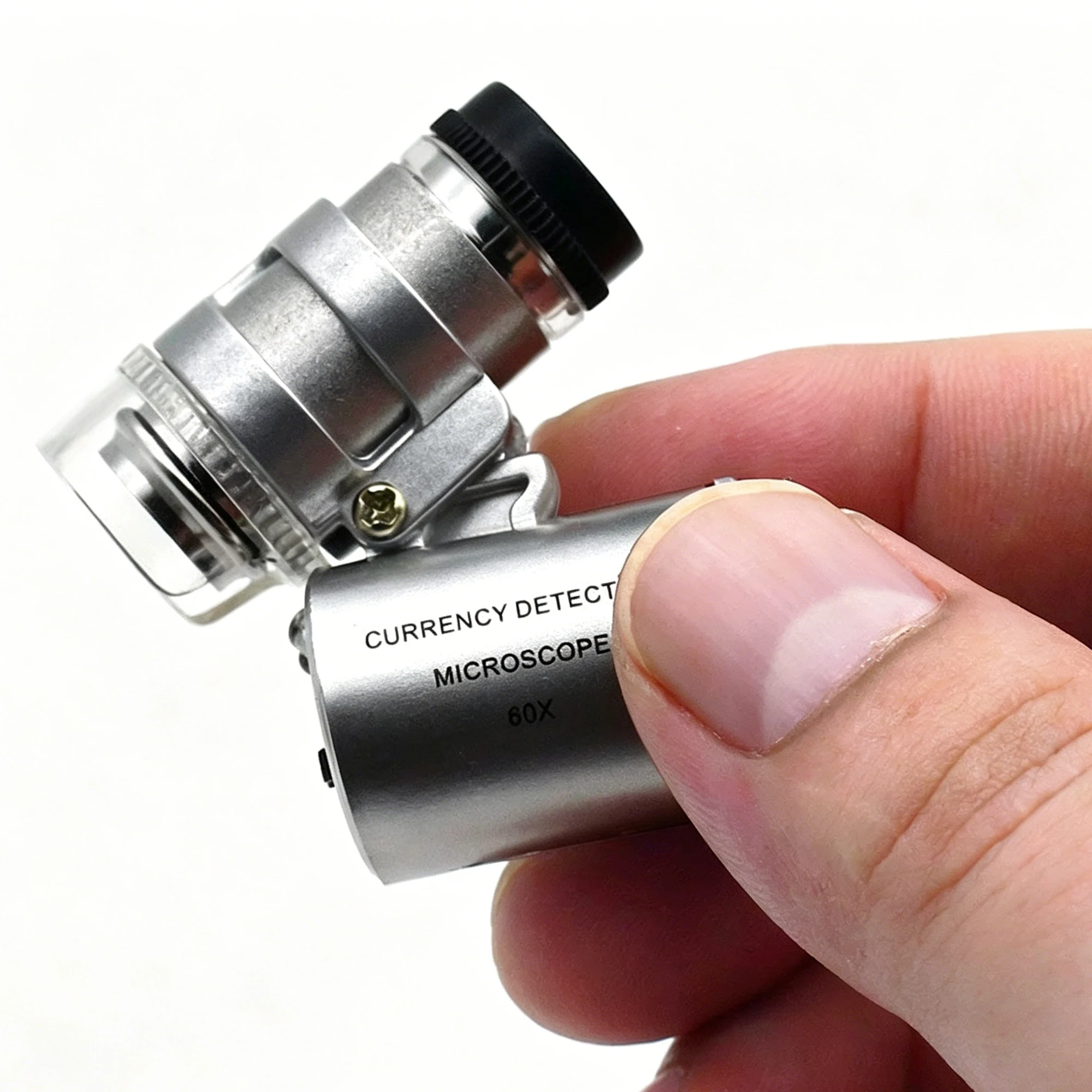 Mini 60X Microscope LED Jewelry Loupe UV Currency Detector Portable Magnifier Magnifying Eye Lens Magnifying Glass Loupe for Gem