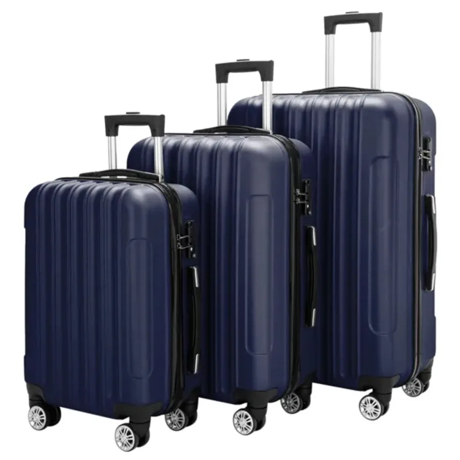 Large Capacity Travel Storage Suitcase Luggage Set Navy Blue 3-in-1 Multifunctional