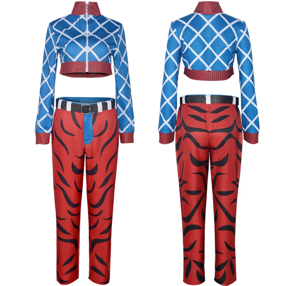 JOJO Anime Bizarre Adventure Golden Wind Guido Mista Cosplay Costume Stripe Tops Long Sleeved Sweater Uniform Man Halloween