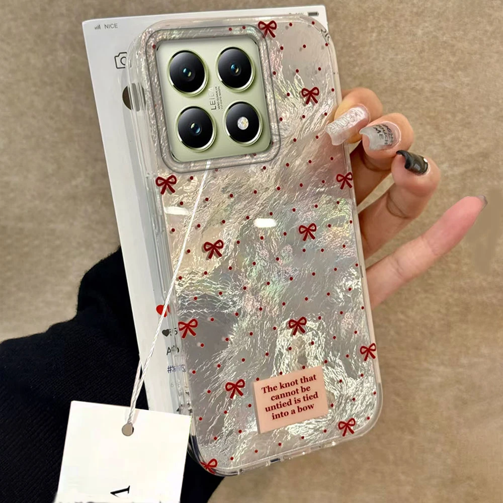 

For Xiaomi 14T 13T Pro 11 Lite 5G X3 X5 M6 M2 Pro X6 C61 C65 Minimalist Chic Black Satin Bow Bowknot Design Phone Case TPU Cover