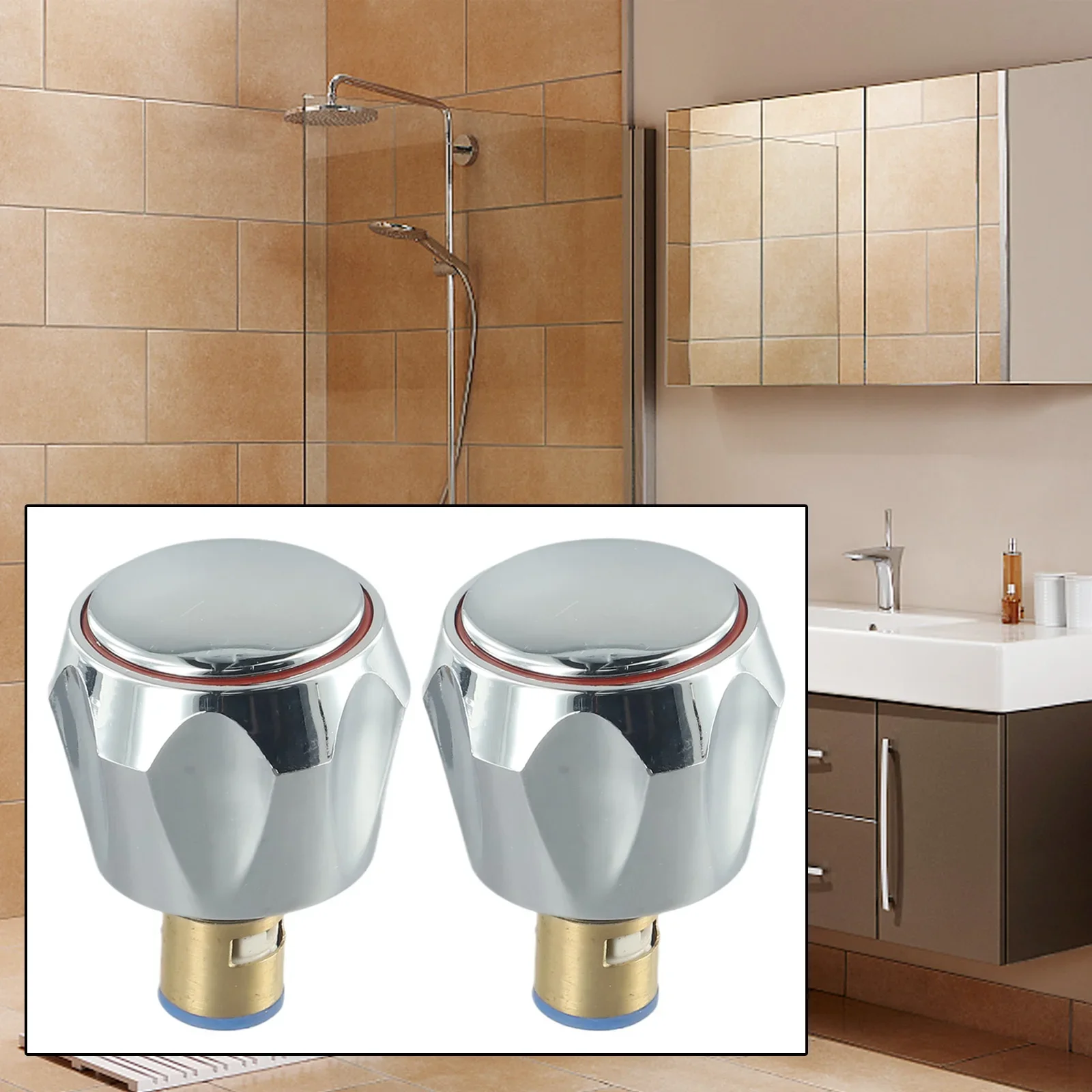 2 uds tornillos 2 uds manija de grifo productos de cocina/baño rosca lavabo fregadero lavadora grifo frío caliente manija perilla válvulas de cobre