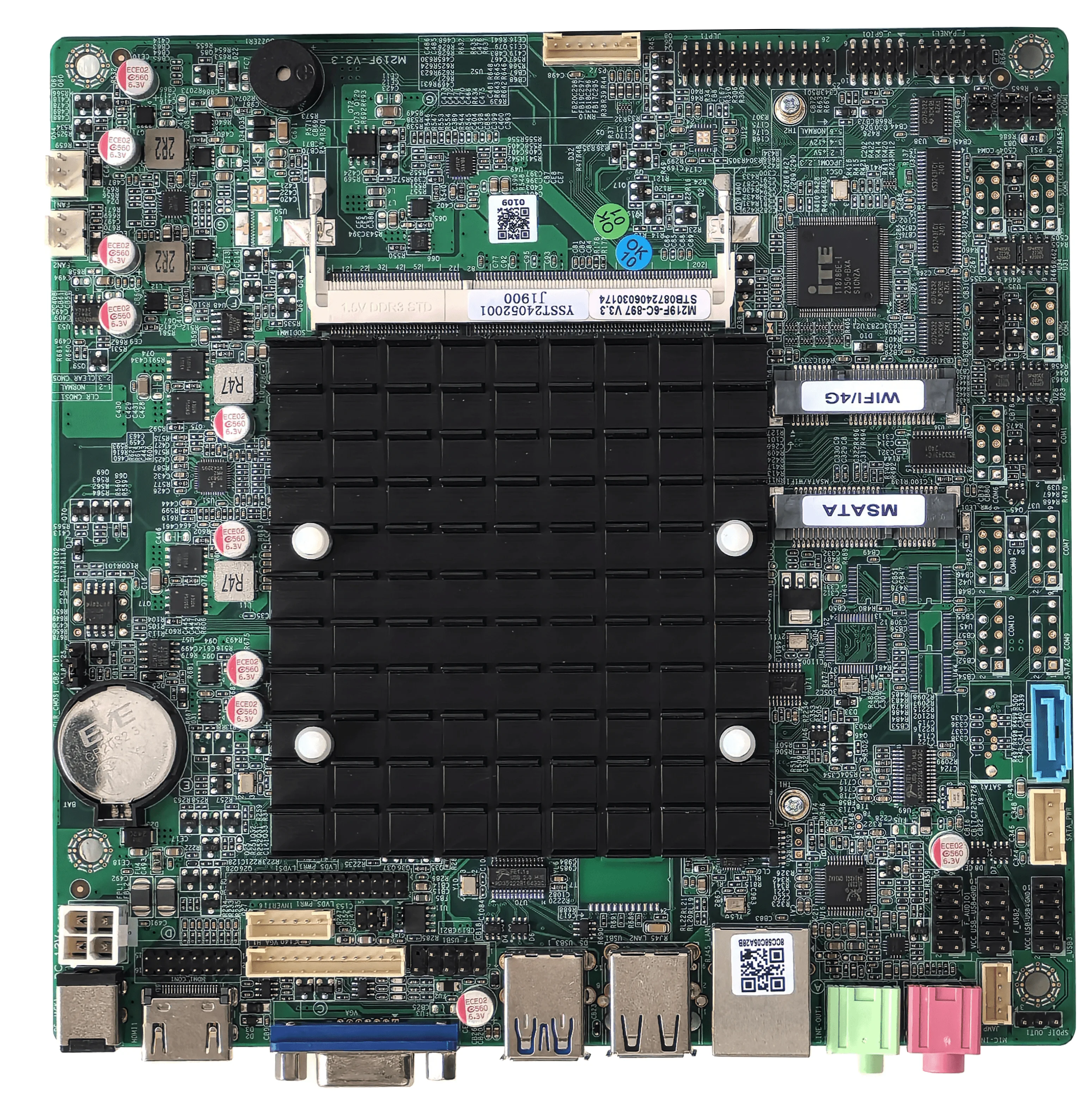 

J1800 BGA1170 Mini ITX DDR3 Motherboard M218F Dual COM and LAN HD-MI LVDS PS/2 GPIO for Embedded Computer