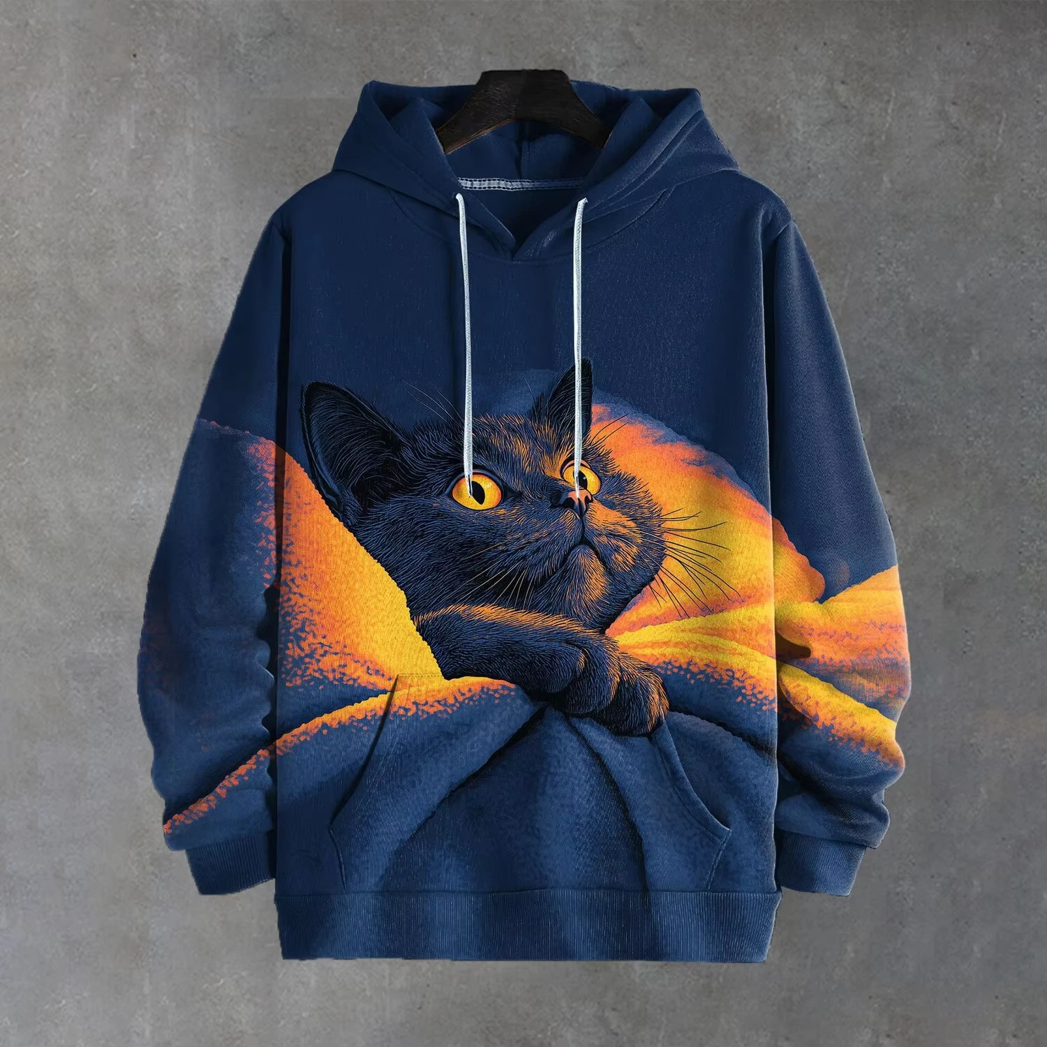 Men's Sweatshirt Casual Long Sleeve Hooded Pullover Animal 3d Print Top Autumn Fashion Oversized Vintage Men Hoodie Streetwear