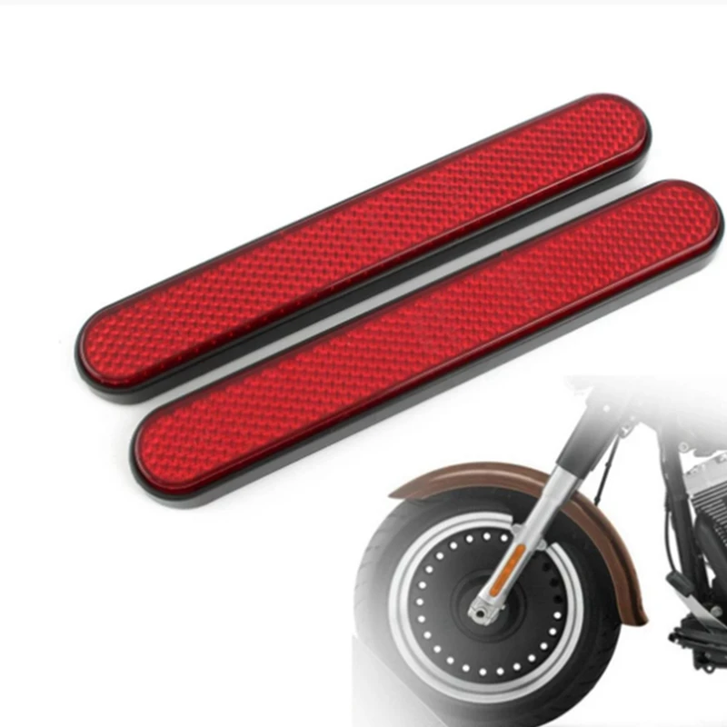 4X Motorcycle Front Fork Reflector Sticker Lower Legs Slider Safety Warning For Softail Sportster 883 1200 Fatboy Red