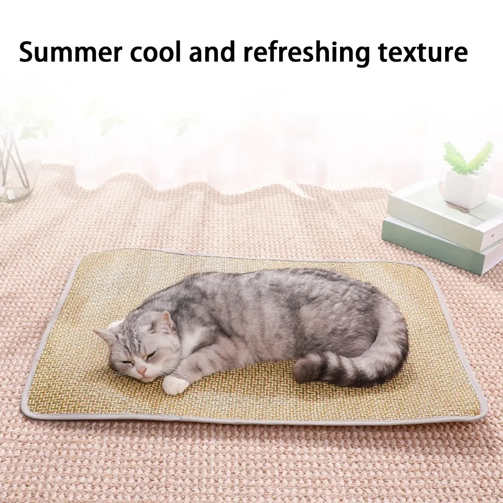 Летняя охлаждающая гелевая подушка для облегчения тепла для собак и кошек, нескользящий моющийся бамбуковый коврик для домашних животных, постельные принадлежности для дома и улицы