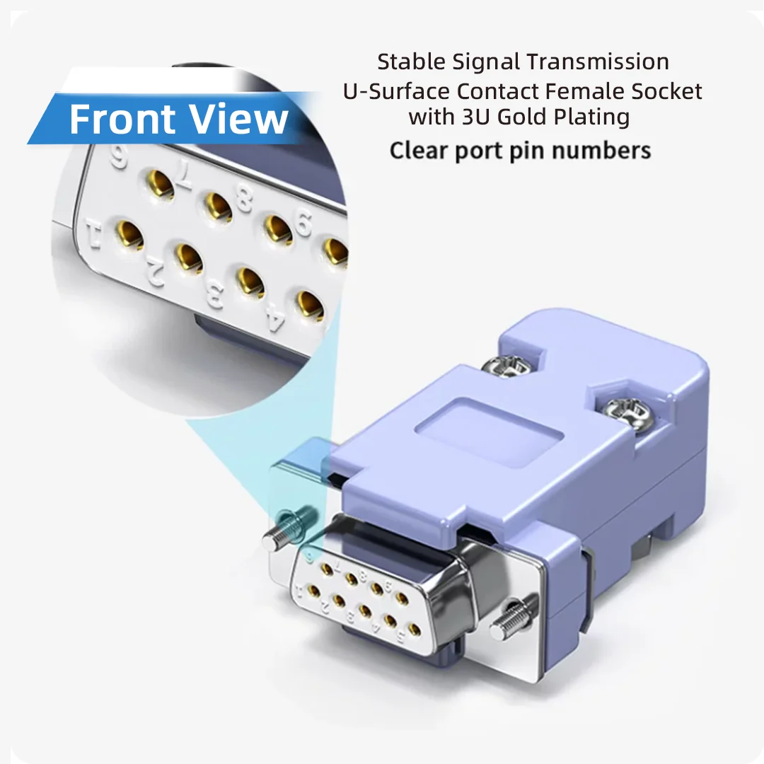 DB9 Connector 9Pin RS232 RS485 COM Serial Port Plug, DB9 Male Female Adapter for PLC Industrial Communication