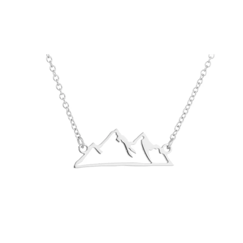 Hollow New Mountain Peak Top Range Necklace Camping Campers Climb Rock Hill Landscape Scenery Chain Collar Choker for Woman