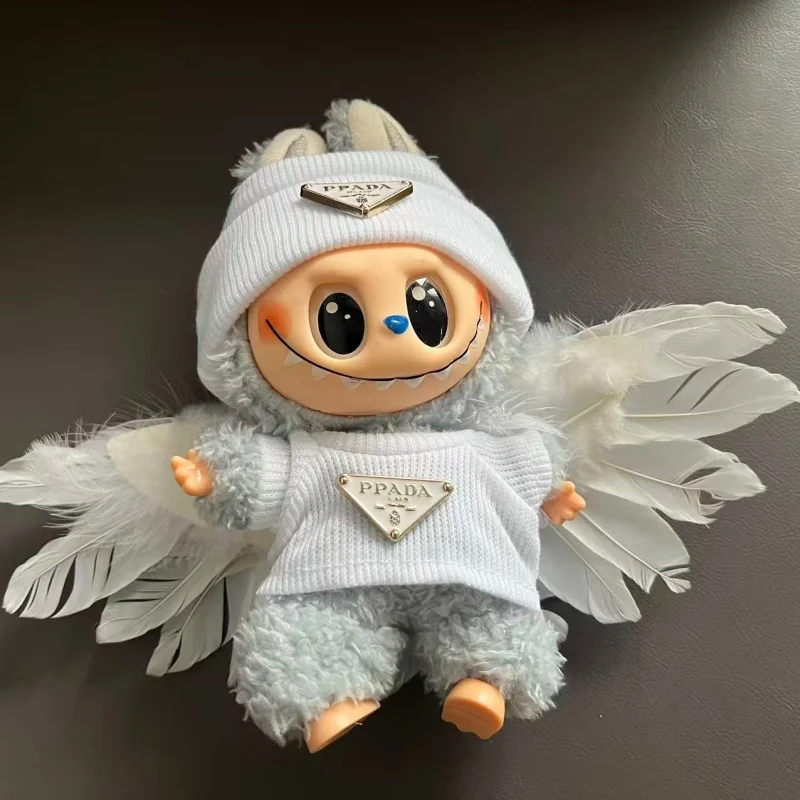 ل 15 17 سنتيمتر Labubu ملابس دمى طقم قبعات تصميم صغير فاخر الحركة نمط الحمالات الملابس الإكسسوارات ألعاب الحفلات #5