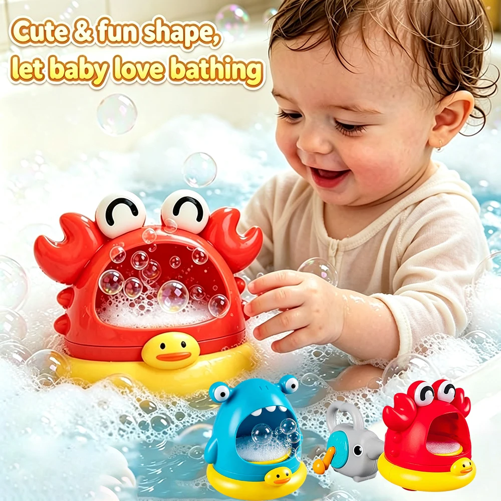 Baby Bath Bubble Machine Bathroom Bath Toy Cute Cartoon Shark Crab Bubble Blowing Safe Material Anti Aspiration Educational Toys