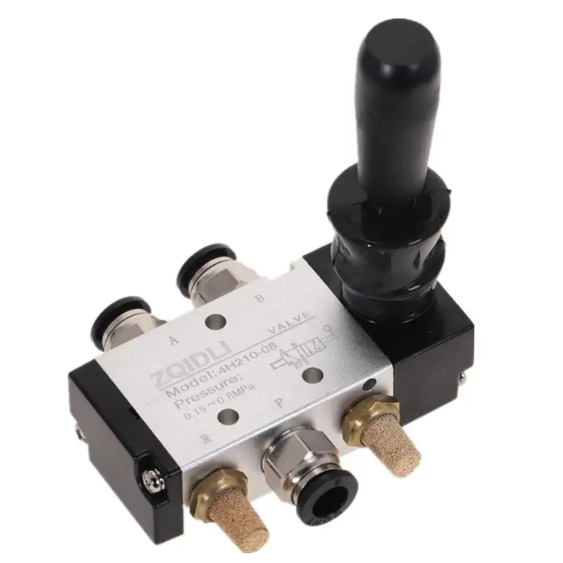 4H210-08 5/2 Way Hand Lever Operated Control Pneumatic Manual Valve w Muffler and Quick Fitting Select image 4