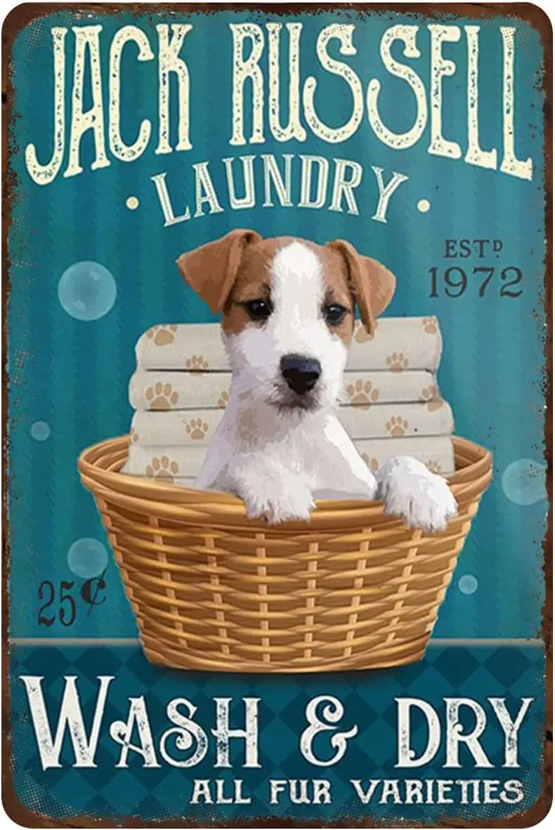 Metal Sign Jack Russell Terrier Laundry Room Vintage Kitchen Signs Wall Decor Aluminum Funny Signs For Home Bars Restaurants Caf