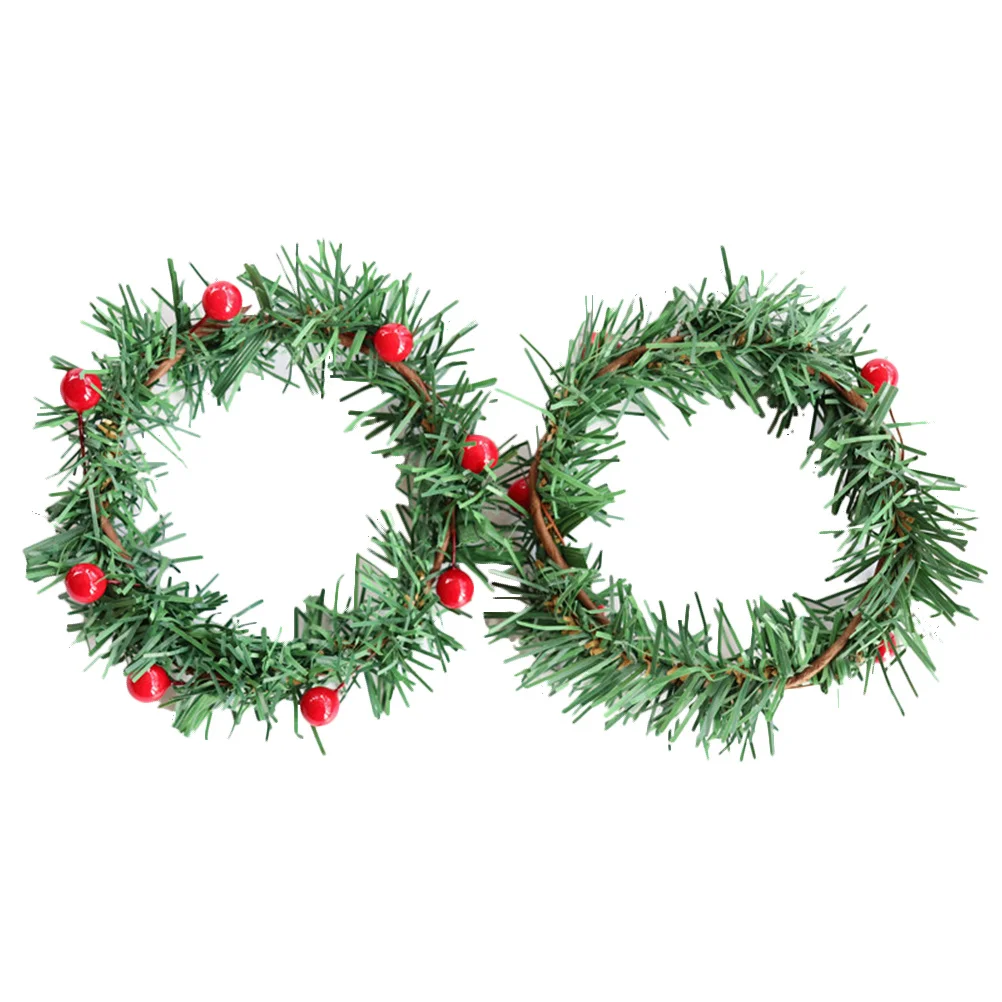 

4Pcs Christmas Wreath Artificial Red Berry Mini Wreaths for Fireplace Door Window Xmas Decor Garland Christmas Garland